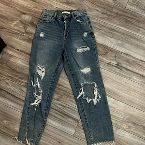 PACSUN 25” hi-rise straight leg distressed jean